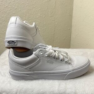 Vans All-White Leather Sneakers